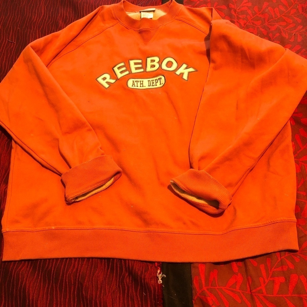Vintage Reebok large man’s orange sweatshirt, used but in good shape